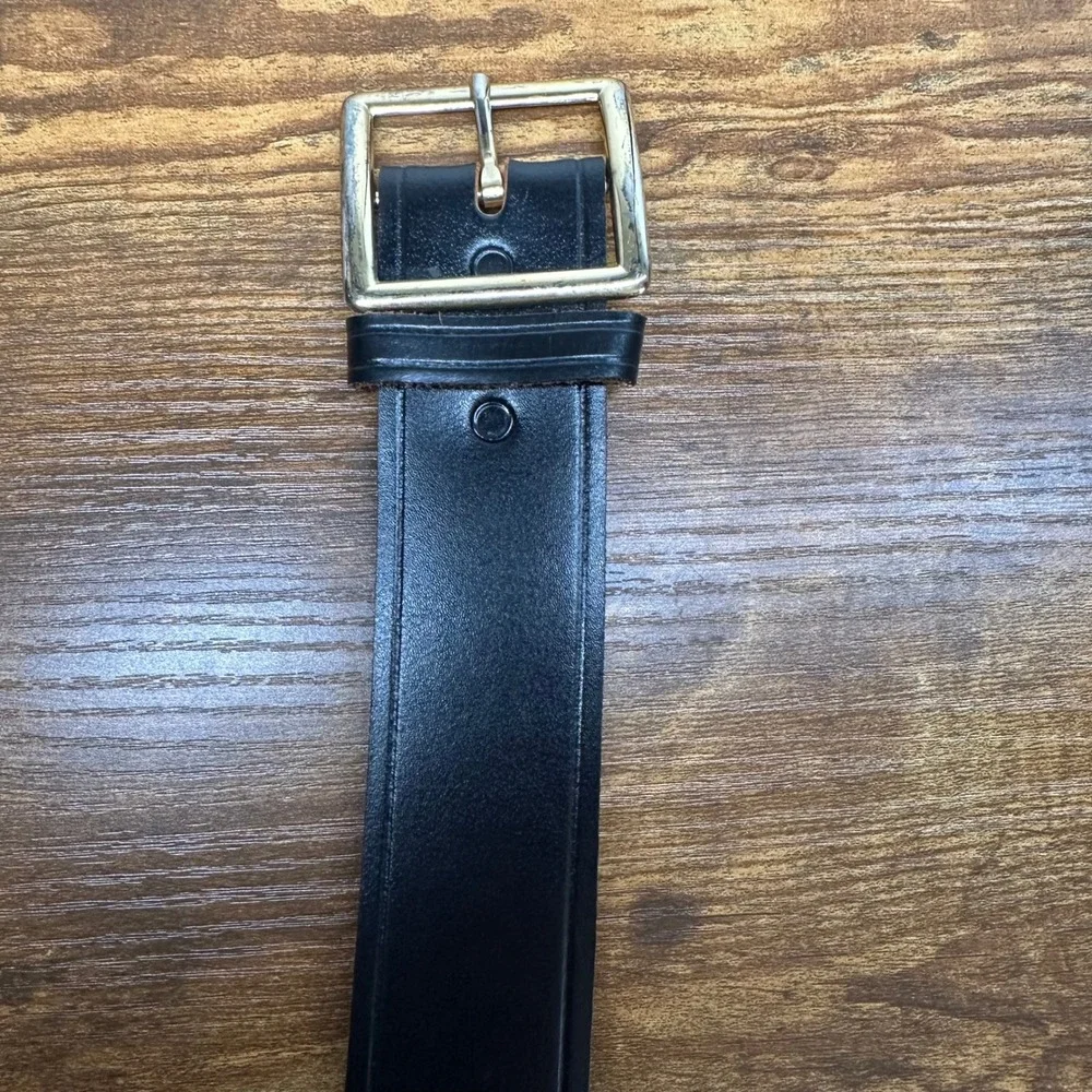 Mens Black Top Grain American Leather Postal Certified Duty Belt Size 42 Gold